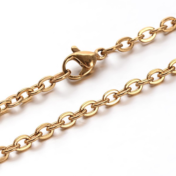 

PandaHall 304 Stainless Steel Cable Chains Necklaces, with Lobster Clasps, Golden, 23.7 inch(60.2cm) 304 Stainless Steel