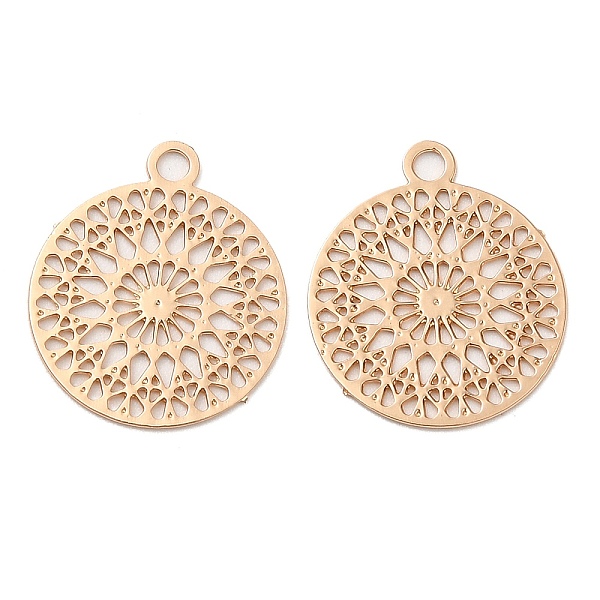 

PandaHall Long-Lasting Plated Brass Filigree Charms, Flat Round Charm, Light Gold, 14x12.5x0.3mm, Hole: 1.2mm Brass Flat Round