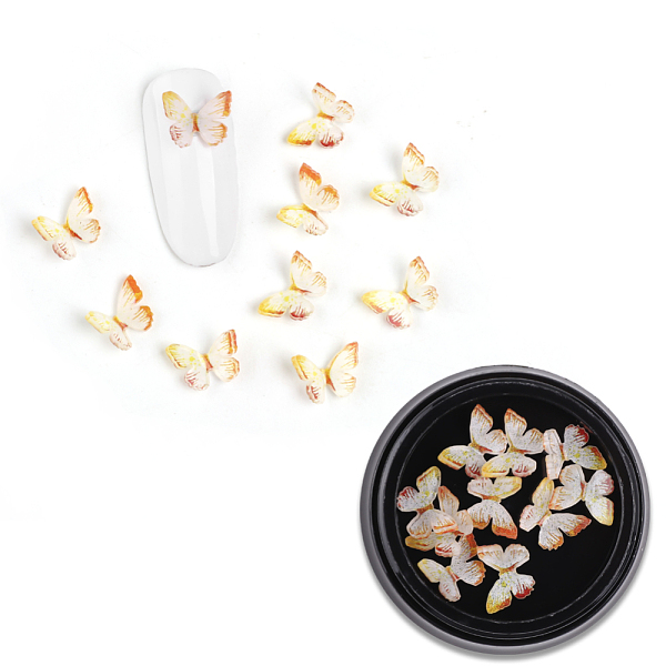 

PandaHall 3D Resin Cabochons, Nail Art Studs, Nail Art Decoration Accessories, Butterfly, Dark Orange, 7.5x7~8x2~3mm, 10pcs/box Resin...