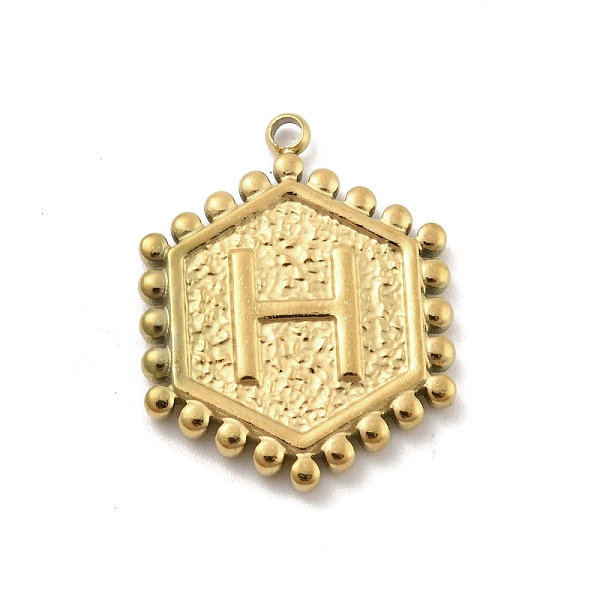 

PandaHall 201 Stainless Steel Pendants, Golden, Hexagon with Letter Charm, Letter H, 21x16.5x2mm, Hole: 1.5mm 201 Stainless Steel Letter H