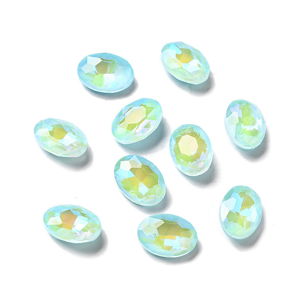 

PandaHall Mocha Fluorescent Style Glass Rhinestone Cabochons, Flat Back, Oval, Aquamarine, 14x10x5mm Glass Rhinestone Oval Cyan