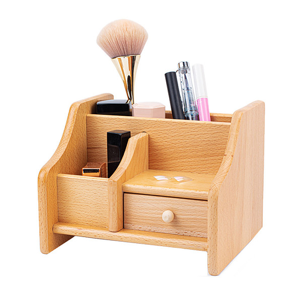 PandaHall Beech Wood Cosmetic Drawer Storage Organizer Box, for Neat & Organize Storing of Makeup Tools, Small Accessories, BurlyWood...