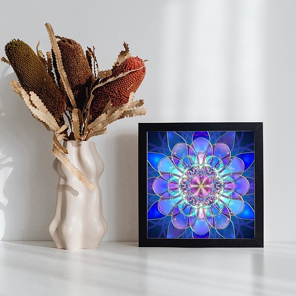 

PandaHall DIY 5D Diamond Painting Mandala Flower Full Drill Kits, Including Canvas Painting Cloth, Resin Rhinestones, Diamond Sticky Pen..., Blue