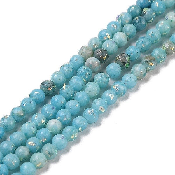 

PandaHall Assembled Natural Dolomite and Synthetic Opal Beads Strands, Dyed, Round, Aqua, 4mm, Hole: 0.9mm, about 100pcs/strand..., Cyan