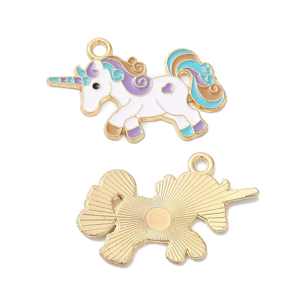 

PandaHall Alloy Enamel Pendants, Golden, Unicorn Charm, Lilac, 25.5x32x1.5mm, Hole: 2.5mm Alloy+Enamel Unicorn Purple