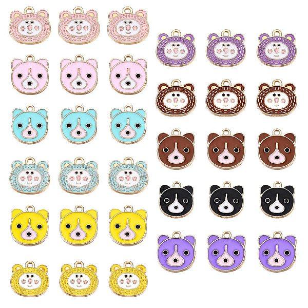 

PandaHall 55Pcs 11 Style Alloy Enamel Pendants, Cadmium Free & Nickel Free & Lead Free, Light Gold, Bear Head, Mixed Color..., Multicolor