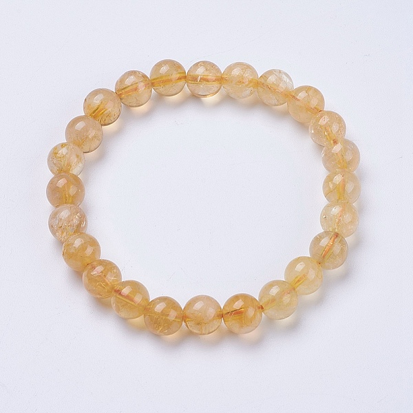 

PandaHall Natural Citrine Beaded Stretch Bracelets, Round, 2 inch(52mm) Citrine