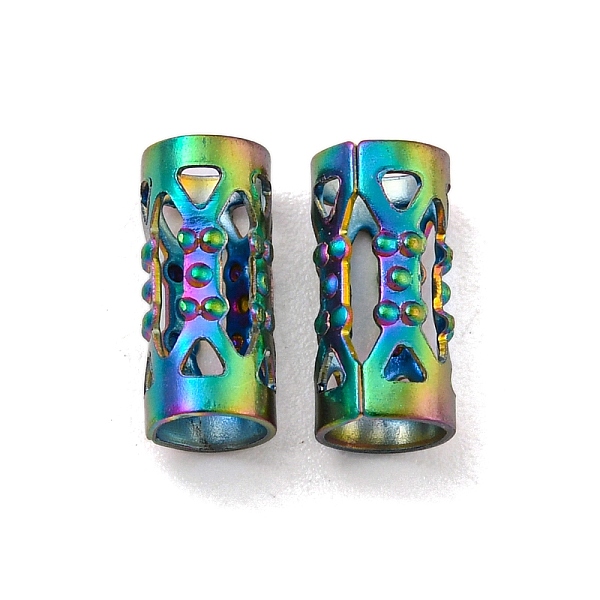 

PandaHall Ion Plating(IP) Hollow 304 Stainless Steel Beads, Column, Rainbow Color, 8x4mm, Hole: 3mm 304 Stainless Steel Column