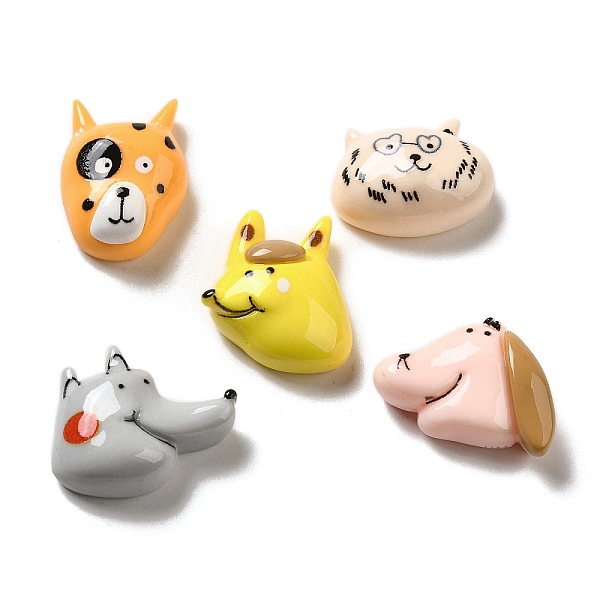 

PandaHall Opaque Resin Decoden Cabochons, Dog Head Mixed Shapes, Mixed Color, 16.5~21x17~26.5x9~10mm Resin Dog Multicolor