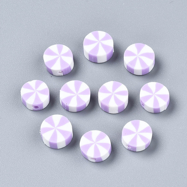 

PandaHall Handmade Polymer Clay Beads, Flat Round, Lilac, 9~10x4mm, Hole: 1.6mm Polymer Clay Flat Round Purple