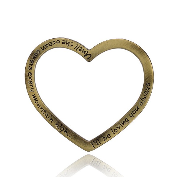 

PandaHall Lead Free & Nickel Free Tibetan Style Alloy Big Pendants, Long-Lasting Plated, Carved Words Heart Ring for Valentine's Day...