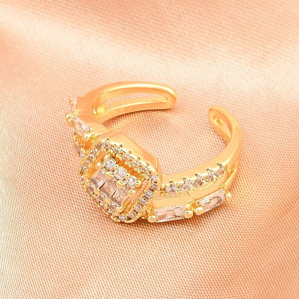 Bagues de manchette en laiton micro pavé de zircone cubique pour femmes