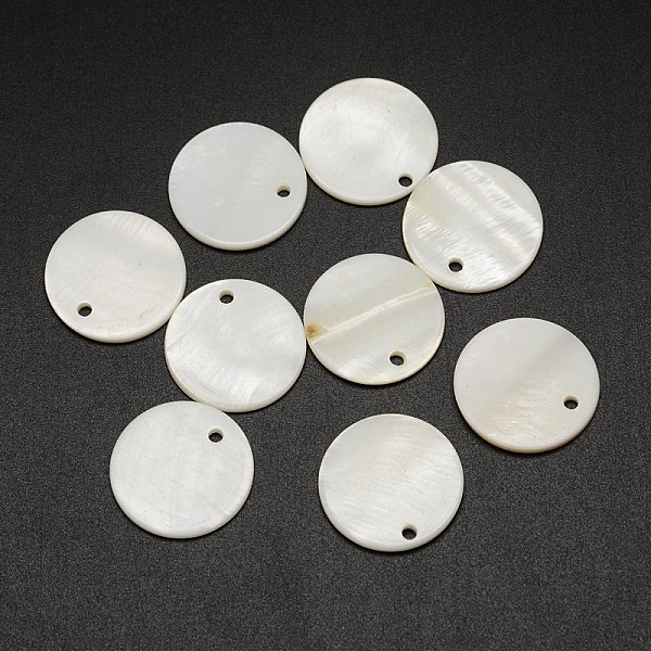 

PandaHall Dyed Natural Flat Round Shell Pendant, White, 20x2mm, Hole: 2mm Shell Flat Round White