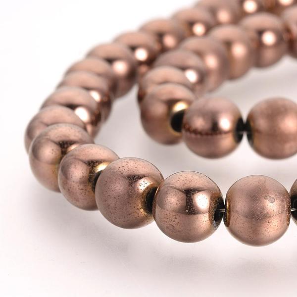 

PandaHall Electroplate Non-magnetic Synthetic Hematite Beads Strands, Matte Style, Round, Copper Plated, 8mm, Hole: 1.5mm, about...