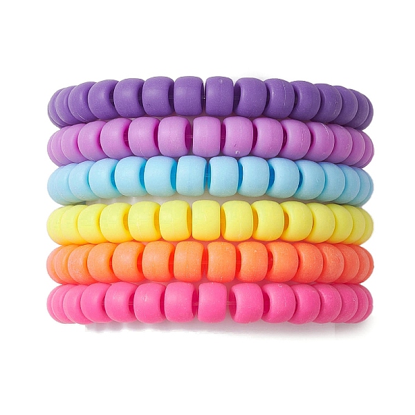 

PandaHall 6Pcs 6 Colors Rondelle Opaque & Frosted Acrylic Beaded Stretch Bracelet Sets, Stackable Bracelets for Women, Mixed Color, Inner..., Multicolor