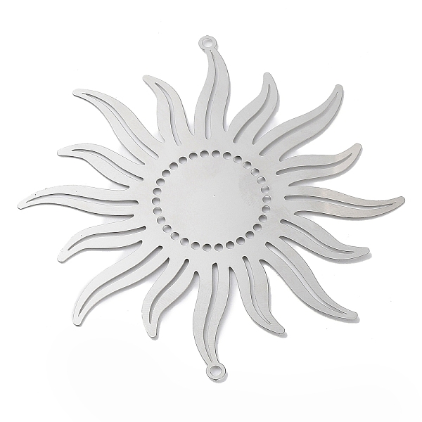 

PandaHall 201 Stainless Steel Links Connector Charms, Sun Links, Etched Metal Embellishments, Stainless Steel Color, 84x73x0.3mm, Hole...