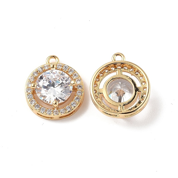 

PandaHall Brass Micro Pave Clear Cubic Zirconia Pendants, with Glass, Flat Round Charm, Real 18K Gold Plated, 15.5x12.5x5.5mm, Hole: 1.2mm...