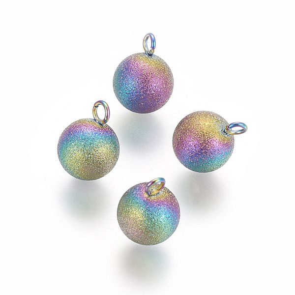 

PandaHall Ion Plating(IP) 304 Stainless Steel Charms, Round, Rainbow Color, 11x8mm, Hole: 1.8mm 304 Stainless Steel Round