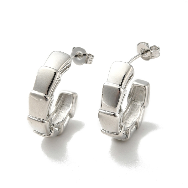

PandaHall Rack Plating Brass Rectangle Wrap Stud Earrings, Half Hoop Earrings for Women, Cadmium Free & Lead Free, Platinum, 21x5.5mm, Pin...
