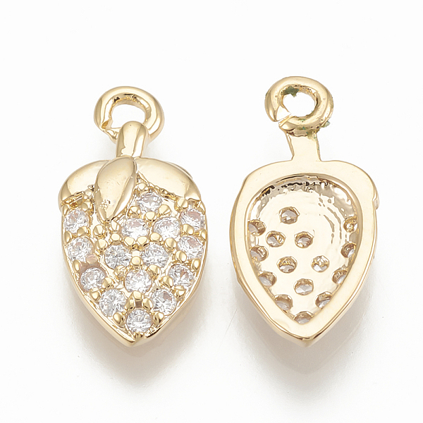 

PandaHall Brass Micro Pave Cubic Zirconia Charms, Strawberry, Nickel Free, Real 18K Gold Plated, 12x6x2mm, Hole: 1mm Brass+Cubic Zirconia..., Clear