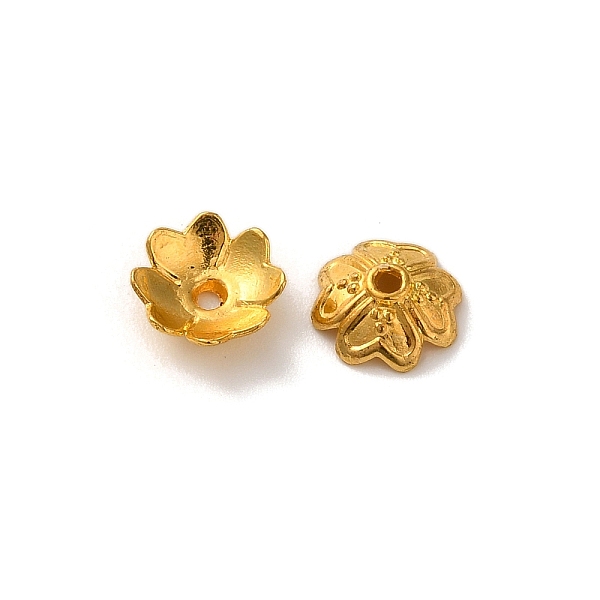 

PandaHall Alloy Beads Caps, Lead Free & Cadmium Free, Multi-Petal Flower, Golden, 7.5x7.5x2.7mm, Hole: 1.1mm Alloy