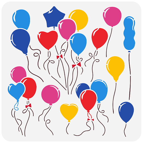 

PandaHall PET Hollow Out Drawing Painting Stencils, for DIY Scrapbook, Photo Album, Balloon, 30x30cm Plastic Balloon
