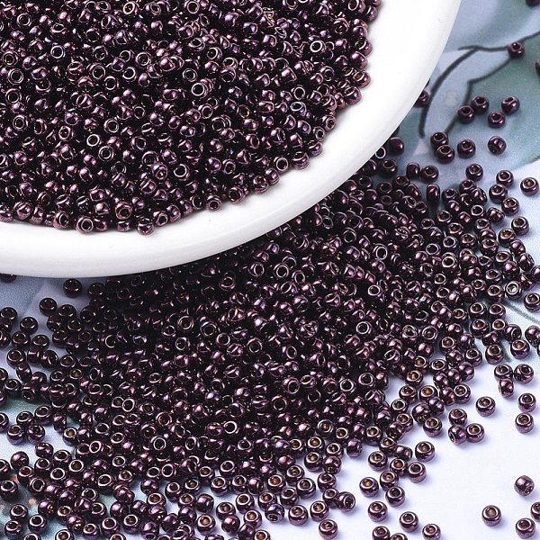 

PandaHall MIYUKI Round Rocailles Beads, Japanese Seed Beads, 11/0, (RR460) Metallic Dark Raspberry, 2x1.3mm, Hole: 0.8mm, about..., Purple