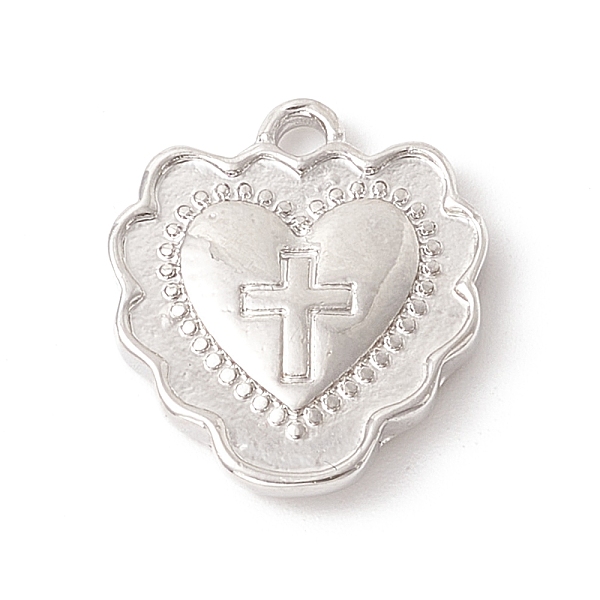 

PandaHall Alloy Pendants, Heart with Cross, Platinum, 19x17x3mm, Hole: 2mm Alloy Heart