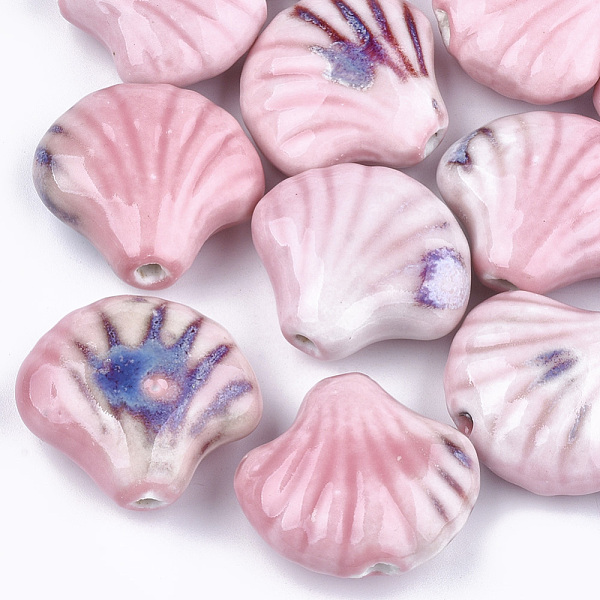 

PandaHall Handmade Porcelain Beads, Fancy Antique Glazed Porcelain, Shell, Pink, 28~29x32~33x12.5~14mm, Hole: 3~3.5mm Porcelain Shell Shape...