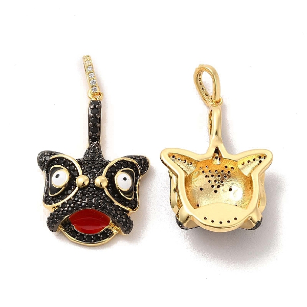 

PandaHall Brass Micro Pave Cubic Zirconia Pendants, with Enamel, Dancing Lion Head Charm, Golden, Black, 30x20x7.5mm, Hole: 5.5x3mm...