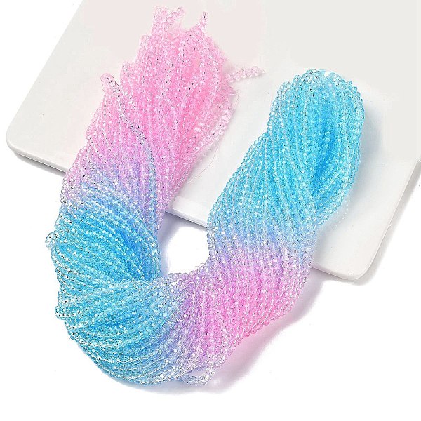 

PandaHall Transparent Painted Glass Beads Strands, Faceted, Rondelle, Colorful, 3.7x3.2mm, Hole: 0.7mm, about 105pcs/strand, 13.39''(34cm)...