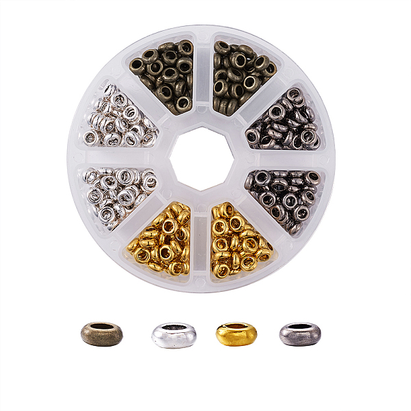 

PandaHall Kissitty Alloy Spacer Beads, Rondelle, Mixed Color, 7x3mm, Hole: 4mm, 400pcs/box Alloy Rondelle Multicolor
