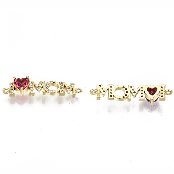

PandaHall Real 16K Gold Plated Brass Micro Pave Cubic Zirconia Links Connectors, for Mother's Day, Cadmium Free & Nickel Free & Lead Free..., Red
