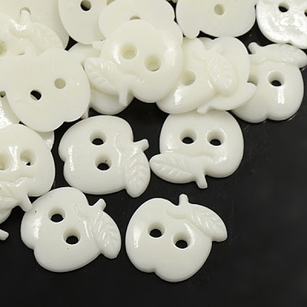 

PandaHall Acrylic Sewing Buttons for Costume Design, Plastic Buttons, 2-Hole, Dyed, Apple, White, 22x21x3mm, Hole: 3mm Acrylic Fruit White