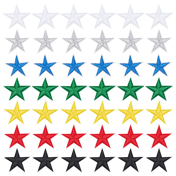 PandaHall GORGECRAFT Pack of 42 Iron On Embroidered Star Patches Sew On Appliques Fabric Stars Stickers Gold Stars Stickers for Fabric Hats...
