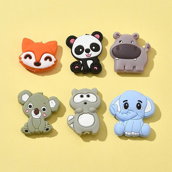 

PandaHall 6Pcs 6 Styles Food Grade Eco-Friendly Silicone Focal Beads, Chewing Toy Accessoies for Teethers, DIY Nursing Necklaces Making..., Multicolor