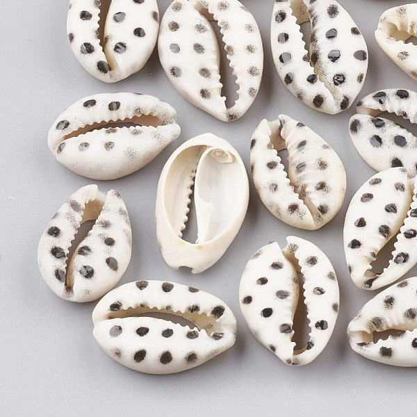 

PandaHall Printed Cowrie Shell Beads, No Hole/Undrilled, Black, 20~26x13~18x5~7mm Cowrie Shell Shell Shape Black