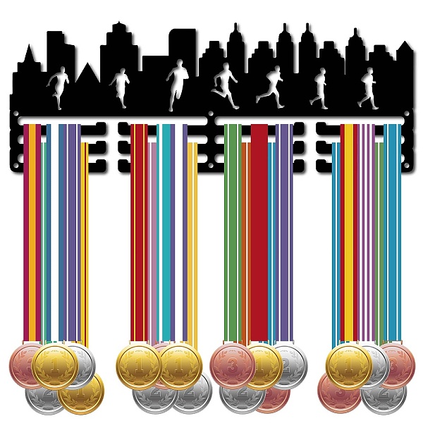 

PandaHall Fashion Iron Medal Hanger Holder Display Wall Rack, 3-Line, with Screws, Black, Running, Sports, 150x400mm, Hole: 5mm Iron Sports...