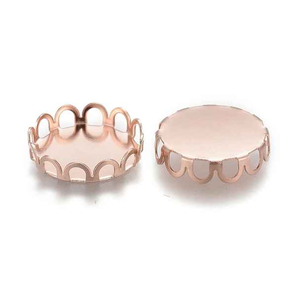 

PandaHall 304 Stainless Steel Cabochon Settings, Lace Edge Bezel Cups, Flat Round, Rose Gold, Tray:12mm, 13x3mm 304 Stainless Steel Flat...