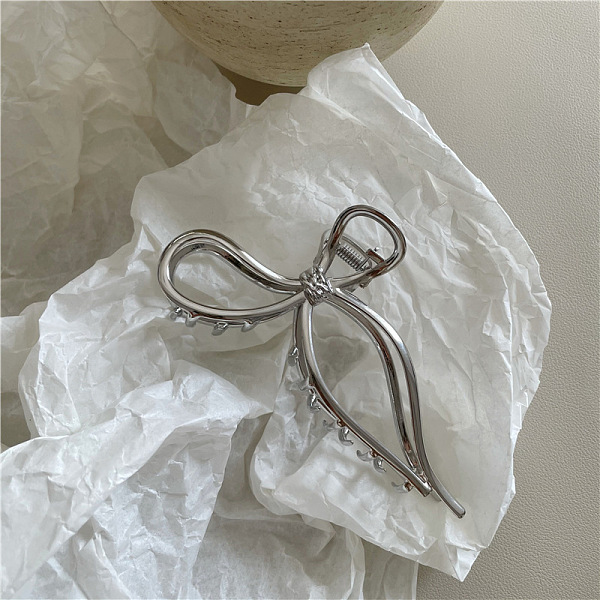 Elegant Metal Hair Clip With Bow Design - Graceful