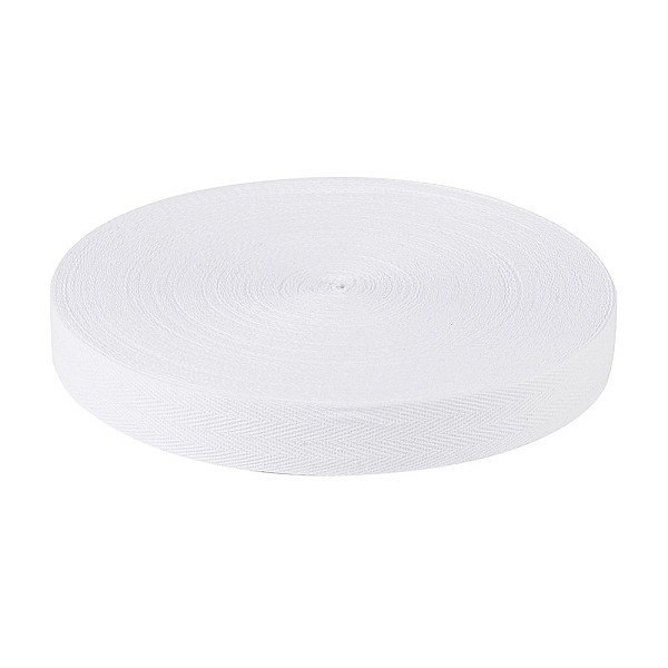 

PandaHall Cotton Twill Tape Ribbons, Herringbone Ribbons, for Sewing Craft, White, 1 inch(25mm) Cotton White