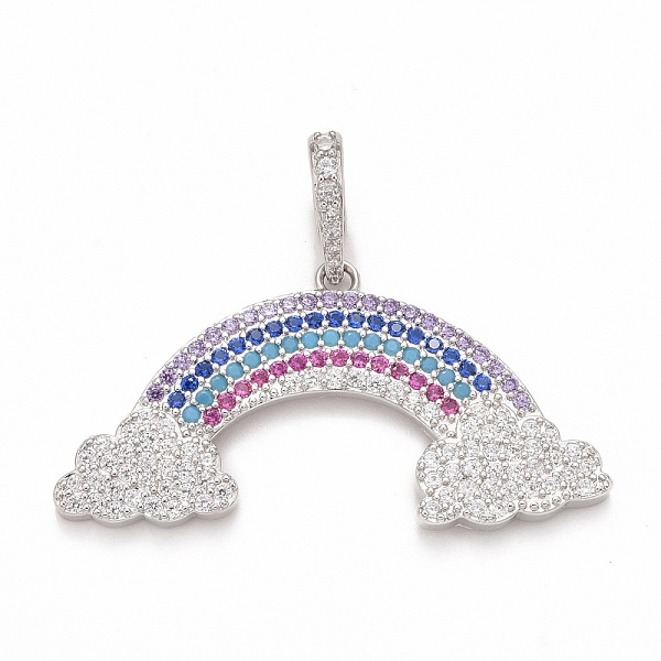 

PandaHall Rack Plating Brass Micro Pave Colorful Cubic Zirconia Pendants, Cadmium Free & Nickel Free & Lead Free, Long-Lasting Plated, with...