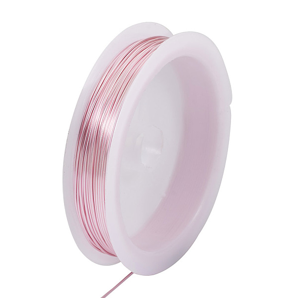 

PandaHall Copper Wire, Round, for Jewelry Making, Pink, 21 Gauge, 0.7mm, about 42.65 Feet(13m)/Roll Copper Round