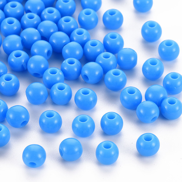 

PandaHall Opaque Acrylic Beads, Round, Deep Sky Blue, 6x5mm, Hole: 1.8mm, about 4400pcs/500g Acrylic Round