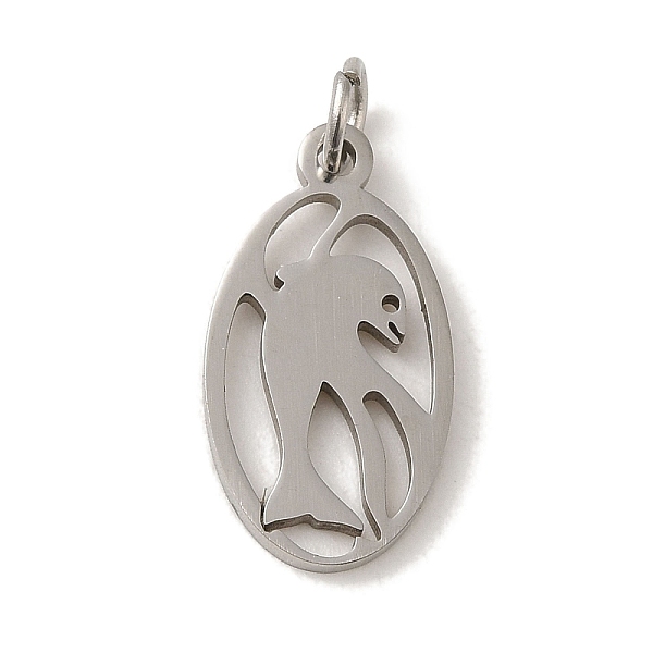 

PandaHall 201 Stainless Steel Pendants, with Jump Rings, Laser Cut, Oval with Dolphin Charm, Stainless Steel Color, 20x10.5x1mm, Hole: 3mm...