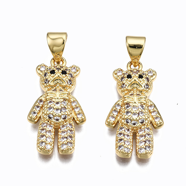 

PandaHall Brass Micro Pave Clear Cubic Zirconia Pendants, Inlay Bear Shape Charms, Cadmium Free & Nickel Free & Lead Free, Real 16K Gold...