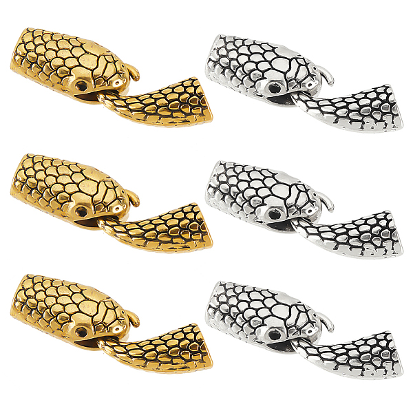 

PandaHall 12 Sets Snake Shaped Hook Bracelet Clasps Set, 2 Colors Tibetan Alloy Crafts Snake Head and S Hook Ring Toggle Clasps End Clasps...