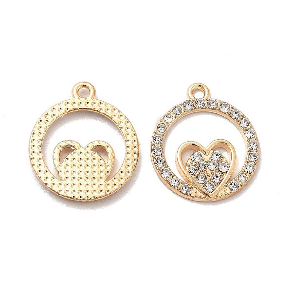 

PandaHall Alloy Rhinestone Pendants, Ring & Heart Charms, Golden, 21x18x2mm, Hole: 1.5mm Alloy+Rhinestone Ring Clear