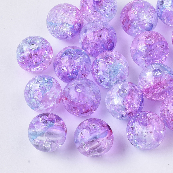 

PandaHall Transparent Crackle Acrylic Beads, Round, Orchid, 10mm, Hole: 2mm, about 943pc/500g Acrylic Round Purple