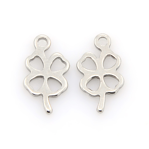 

PandaHall 304 Stainless Steel Charms,Four Leaves Clover Pendants, Stainless Steel Color, 12x7x1mm, Hole: 1mm 304 Stainless Steel Clover